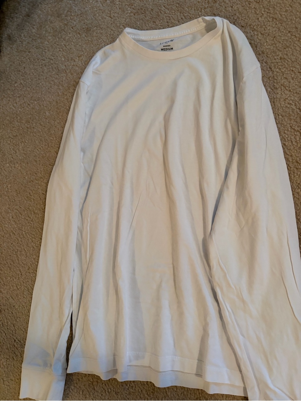 J. Crew White Long-Sleeve Crewneck Shirt - Medium
